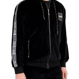 Roberto Cavalli "Sport" Men's Black Velour Hooded Full Zip Track Suit